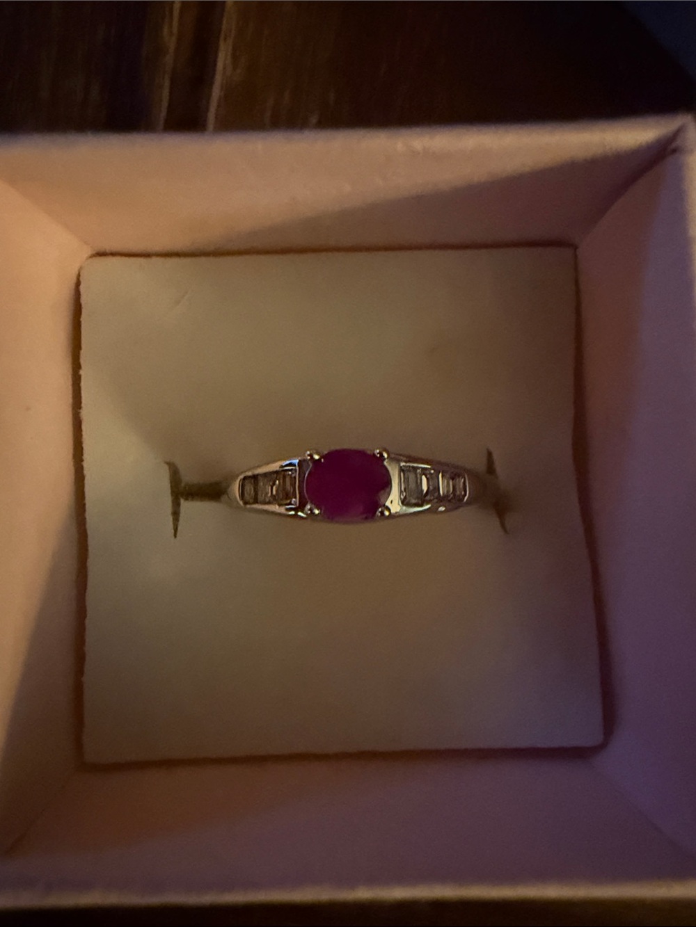 Silver tone Oval  Ruby Gemstone Ring - Women's Jewelry